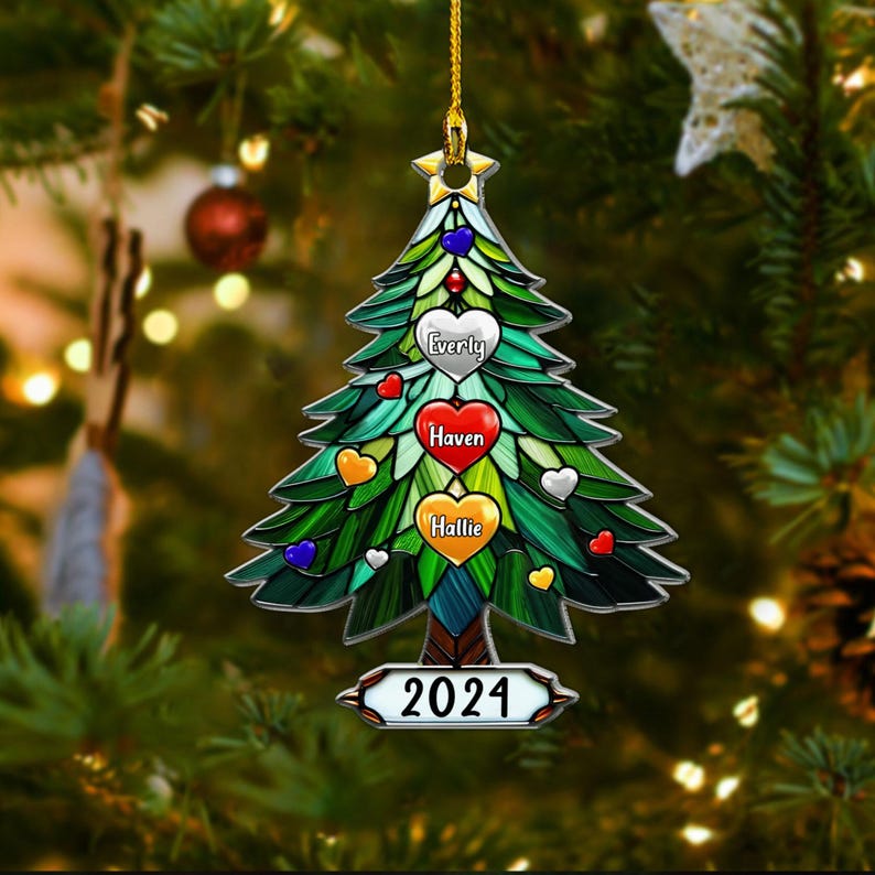 Personalized Christmas Tree Ornament with Family Names, Family Christmas Ornament, Christmas Tree Ornament For Family, Christmas gift