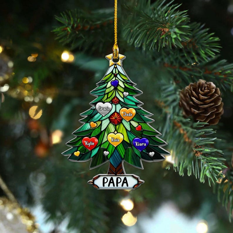 Personalized Christmas Tree Ornament with Family Names, Family Christmas Ornament, Christmas Tree Ornament For Family, Christmas gift
