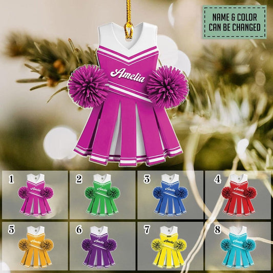 Custom Cheerleader 2d Flat Ornament, Personalized Cheerleading Girl Christmas Ornaments, Blue Cheerleader Ornament, Xmas Gift 2024 Daughter