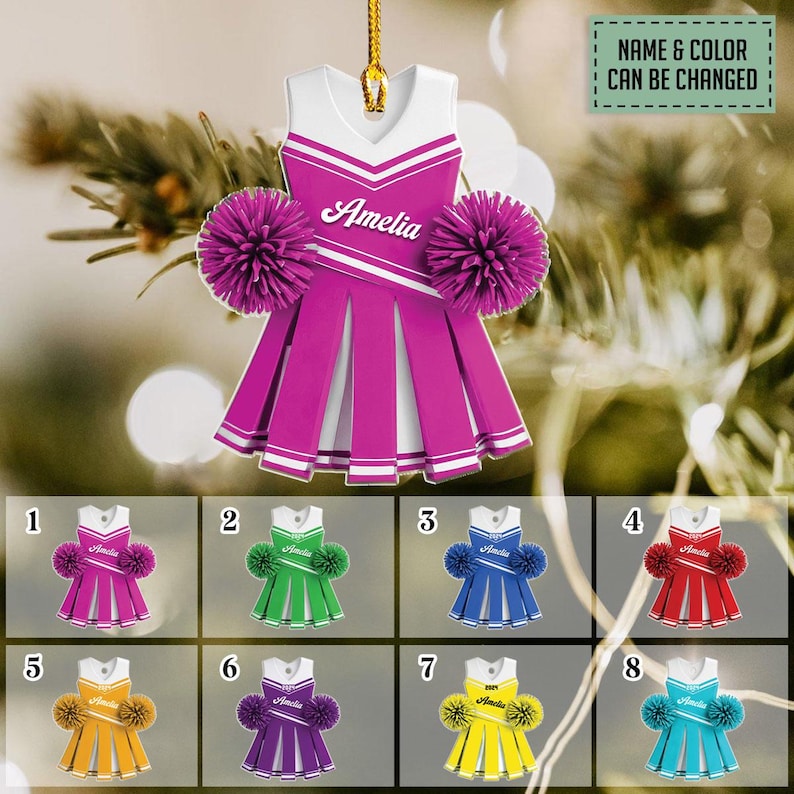 Custom Cheerleader 2d Flat Ornament, Personalized Cheerleading Girl Christmas Ornaments, Blue Cheerleader Ornament, Xmas Gift 2024 Daughter