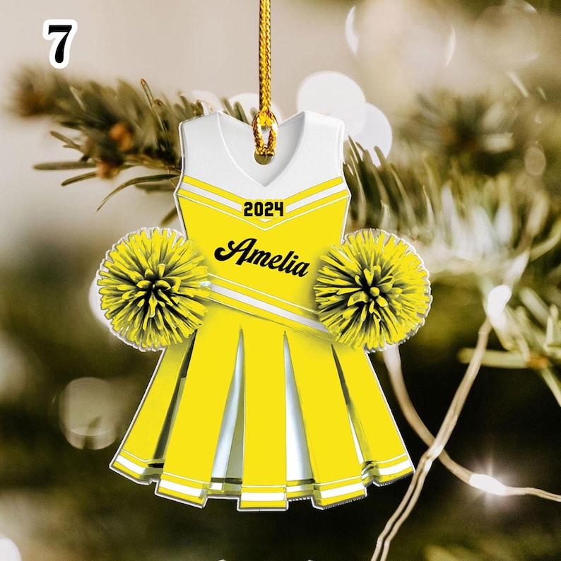 Custom Cheerleader 2d Flat Ornament, Personalized Cheerleading Girl Christmas Ornaments, Blue Cheerleader Ornament, Xmas Gift 2024 Daughter