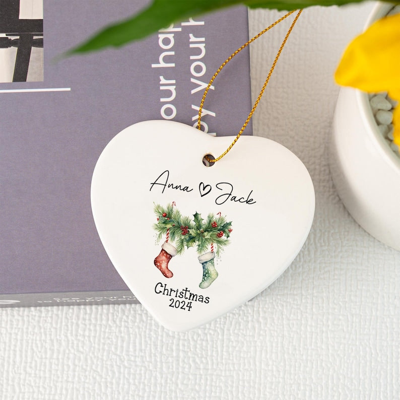 Couple's Name Christmas Ornament, First Christmas Couples Ornament,2024 Christmas Baubles, Keepsake Gifts, Gifts for Couple,Christmas Decor