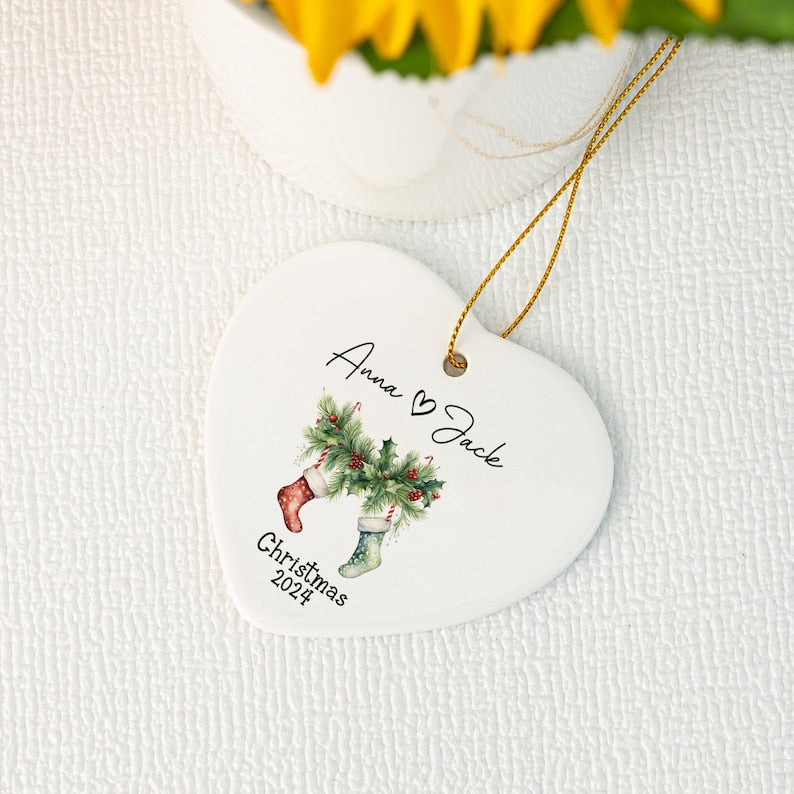 Couple's Name Christmas Ornament, First Christmas Couples Ornament,2024 Christmas Baubles, Keepsake Gifts, Gifts for Couple,Christmas Decor