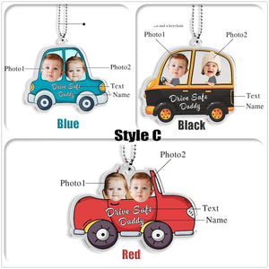 Personalized Acrylic Car Hanger, Drive Safe Daddy Acrylic Car Hanging New Dad Gift 1st Fathers Day Gift For Him