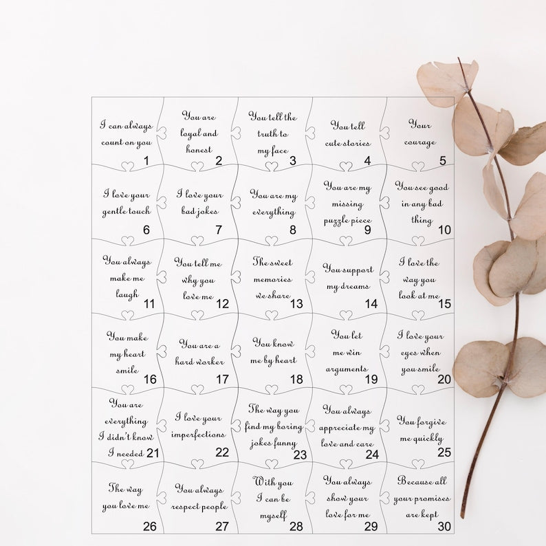 12 Reasons Why I Love You Unique Wooden Puzzle Valentine Gifts for Him Fathers Day Gift For Her Gift For Dad Wedding Gift