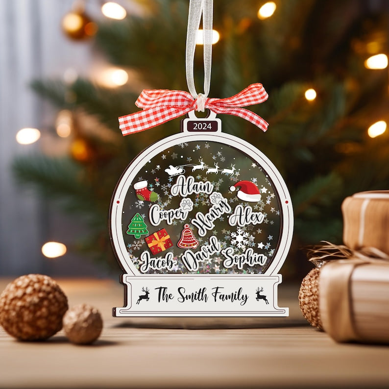 Family Ornament 2024 Personalized, Shake Ornament, Family Shaker Ornament, 4D Shake Ornament, Family Name, Family Christmas, Family Keepsake