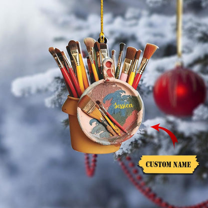 Personalized Painter's Art Palette Christmas Ornament, Artist's Painting Palette Christmas Ornament, Custom Bauble Laser Engraved