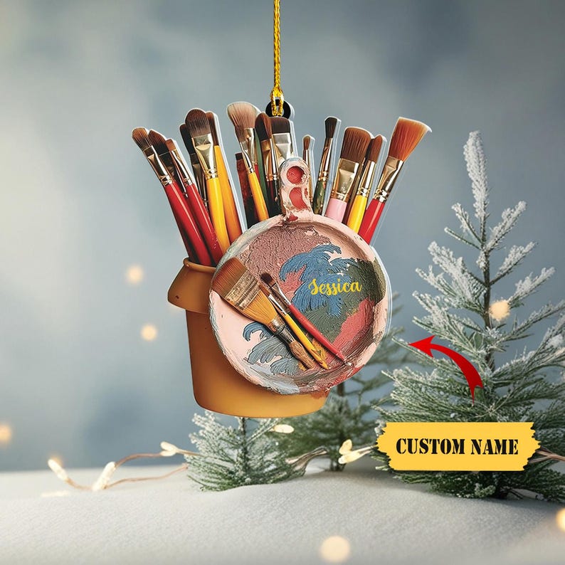 Personalized Painter's Art Palette Christmas Ornament, Artist's Painting Palette Christmas Ornament, Custom Bauble Laser Engraved
