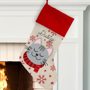 Personalized Cat Breed Christmas Stocking, Cat Christmas Stocking, Kitten Stocking, Cat Christmas Gift, Orange Cat Stocking, White Cat, Gray