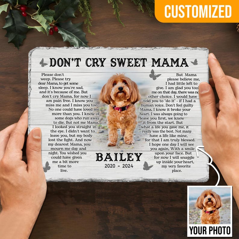 Custom Dog Memorial Gift, Pet Sympathy Gift, Don't Cry Sweet Mama, Dog Bereavement Gift, Loss Of Dog, Gift For Dog Mom Loss of Dog.