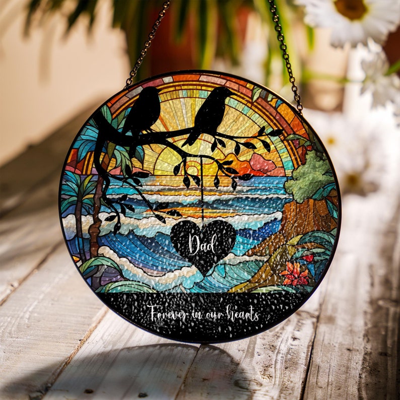 Loss Of Family Personalized Suncatcher, Sympathy Gift, Remembrance Gifts, Bereavement, Loss, Father Memorial, Loss Of Dad, Father in Heaven