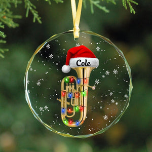 Personalized Instrument Euphonium Christmas Glass Ornament Decor, Euphonium Gift For Musical, Christmas Euphoniumist Euphonium Player Gifts