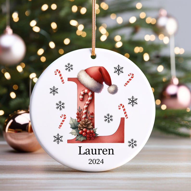 Personalized Letter name ornament, Monogram ornament 2024 Family Ornament, Custom initial ornament, Christmas gift, Family ornament Keepsake