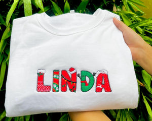 Christmas embroidered sweatshirt, Custom name Christmas embroidered shirts, Christmas gifts, Christmas crew shirt