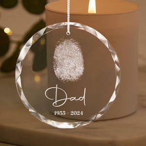 Custom Fingerprint Memorial Ornament, In loving Memory Gift, Personalized Sympathy Fingerprint, Engraved Christmas Memorial Gift