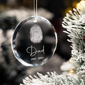 Custom Fingerprint Memorial Ornament, In loving Memory Gift, Personalized Sympathy Fingerprint, Engraved Christmas Memorial Gift