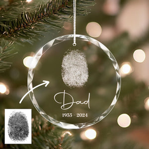 Custom Fingerprint Memorial Ornament, In loving Memory Gift, Personalized Sympathy Fingerprint, Engraved Christmas Memorial Gift