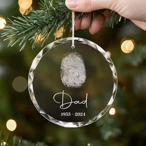 Custom Fingerprint Memorial Ornament, In loving Memory Gift, Personalized Sympathy Fingerprint, Engraved Christmas Memorial Gift