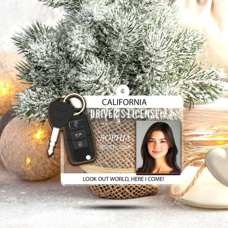 Personalized New Driver Ornament 2025, Drivers License Ornament, Gift for New Driver, Driving Ornament, Drivers Permit Christmas Ornament