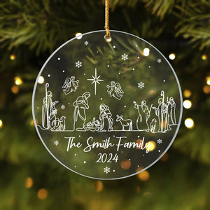 Personalized Family Ornament, Nativity Christmas Ornament, Christian Ornament Christmas Gift, Church Group Gift, Nativity Scene Ornament