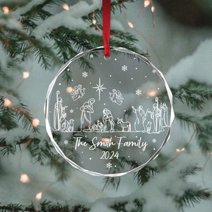 Personalized Family Ornament, Nativity Christmas Ornament, Christian Ornament Christmas Gift, Church Group Gift, Nativity Scene Ornament