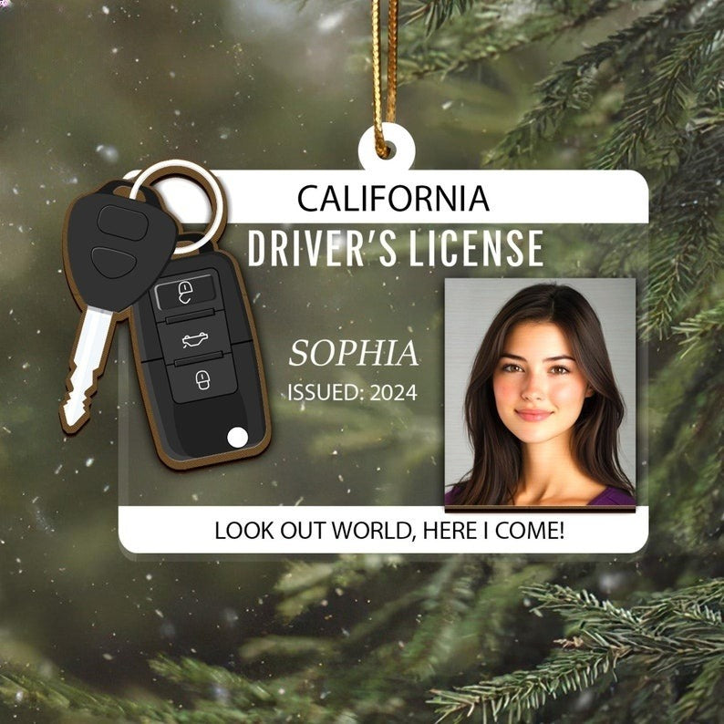 Personalized New Driver Ornament 2025, Drivers License Ornament, Gift for New Driver, Driving Ornament, Drivers Permit Christmas Ornament