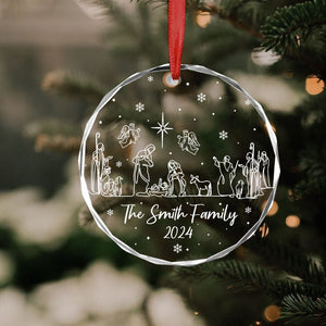 Personalized Family Ornament, Nativity Christmas Ornament, Christian Ornament Christmas Gift, Church Group Gift, Nativity Scene Ornament