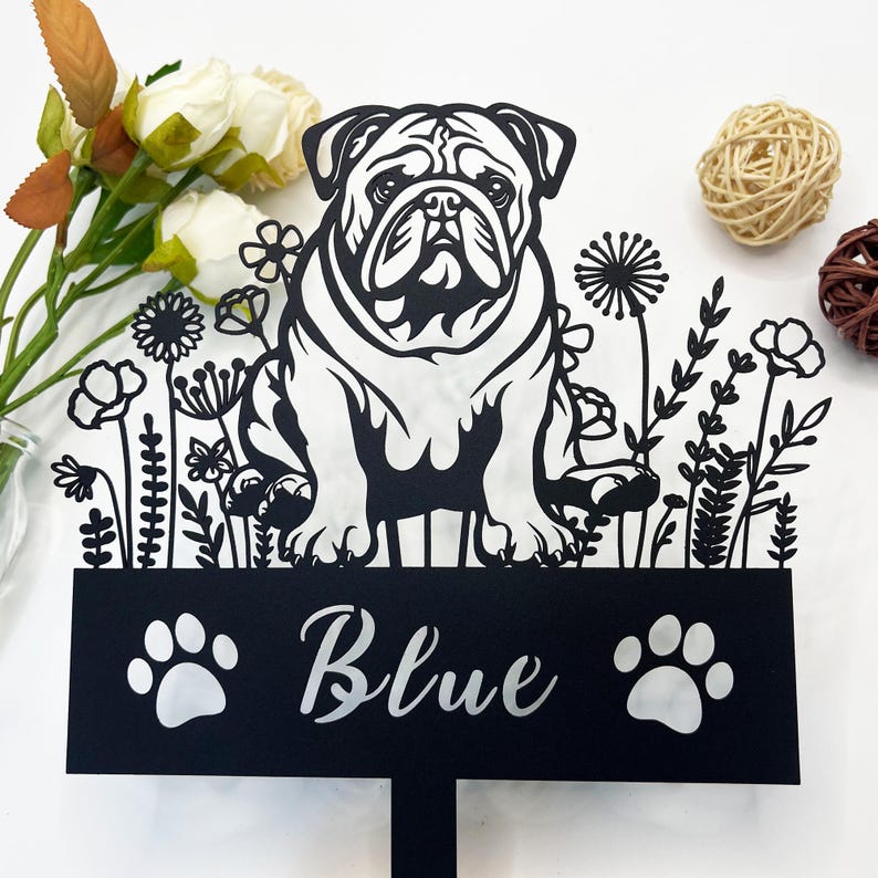 Custom Pet Dog Memorial Stake,Memorial pet tombstone, Pet Loss Gift, Dog Design Garden Sign, Gift for Pet, Dog Grave Marker