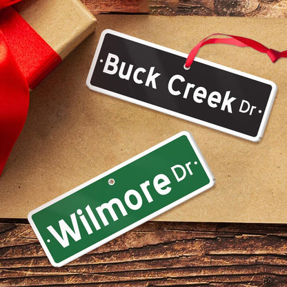 Personalized Street Sign Ornament, Custom Home Address Ornament, Housewarming Gift, Going Away Gift, Moving Home Present, Gift For Neighbors