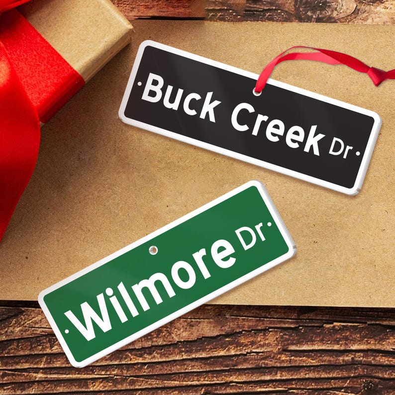 Personalized Street Sign Ornament, Custom Home Address Ornament, Housewarming Gift, Going Away Gift, Moving Home Present, Gift For Neighbors