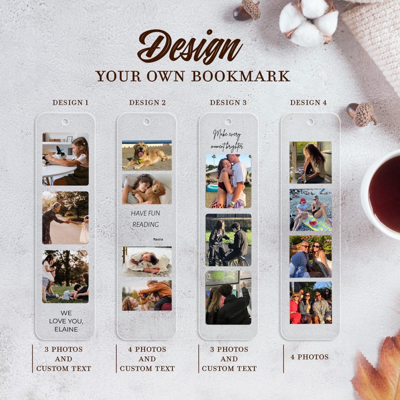 Custom Acrylic Bookmark from Your Photo, Personalized Picture Bookmark for Woman Colorful Tasse Book Accessories Gift