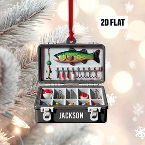 Personalized Fishing Tackle Box 2D Flat Ornament, Custom Name Christmas Ornament, Fisherman Ornament, Fishing Dad Ornament, Gifts for Him