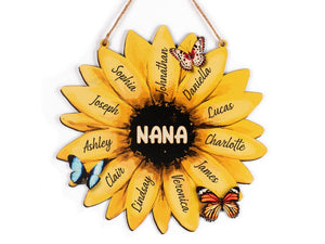 Sunflower Mom Sign Personalized, Birthday Gifts For Mom, Sunflower Mom Sign with Kids Names, Wall Decor, Sunflower Mom and Grandma Sign