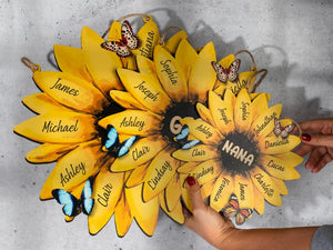 Sunflower Mom Sign Personalized, Birthday Gifts For Mom, Sunflower Mom Sign with Kids Names, Wall Decor, Sunflower Mom and Grandma Sign