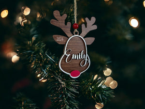 Custom Christmas Reindeer Stocking Tag, Personalized Baby Name Ornament, Cute Holiday Reindeer Decoration, Christmas Reindeer Ornaments