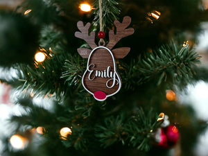 Custom Christmas Reindeer Stocking Tag, Personalized Baby Name Ornament, Cute Holiday Reindeer Decoration, Christmas Reindeer Ornaments