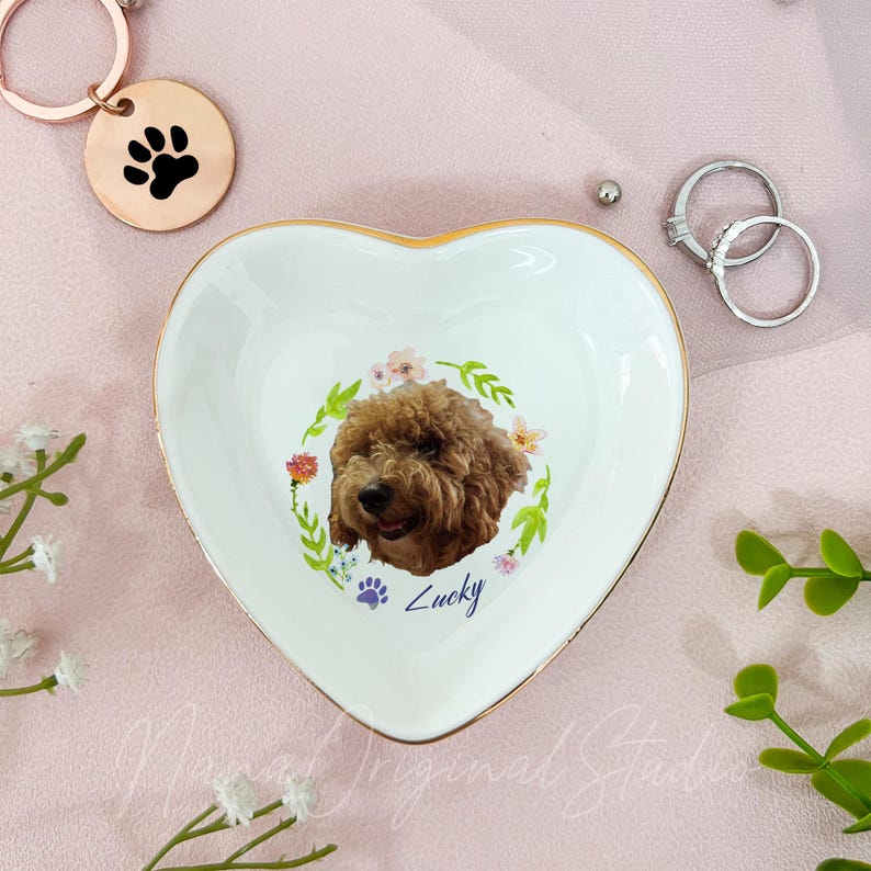 Custom Pet Portrait Jewelry Dish, Personalized Dog Cat Ring Dish, Unique Pet Lover Gift, Christmas Trinket Dish, Pet Memorial Keepsake