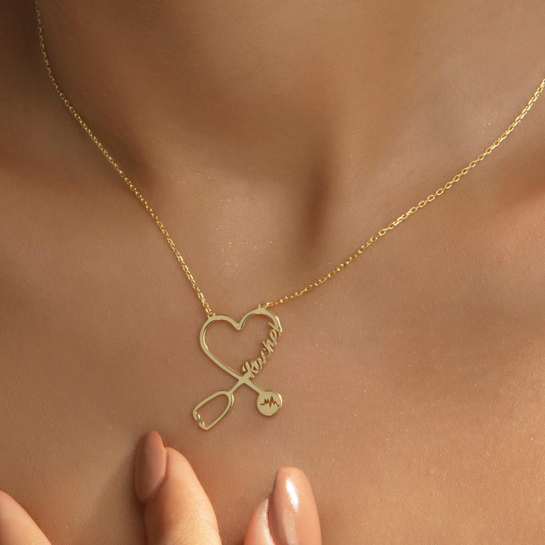 Personalized Stethoscope Name Necklace, Custom Stethoscope Necklace, Custom Name Doctor Gift, Nurse Gift, Graduation Gifts, Gift for Her Christmas Gift