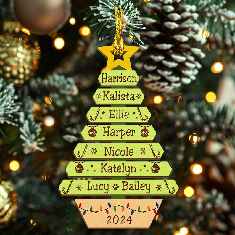 Custom Christmas Tree Ornament with Family Names, Family Christmas Ornament, Christmas Tree Name Ornament 2025, Family Name Ornament