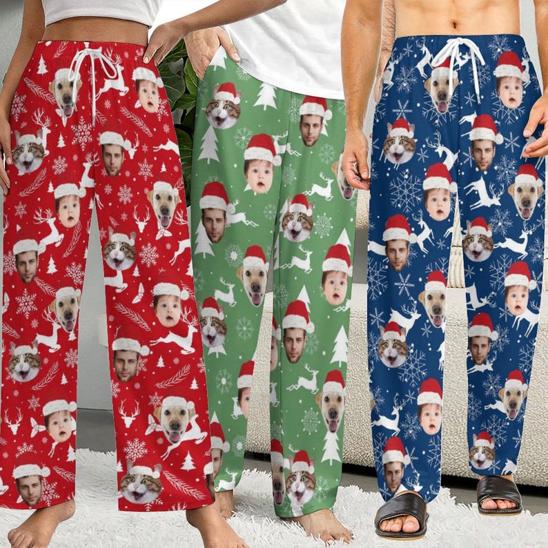 Christmas Pajama Pants with Faces, Faces on Pajamas, Face Pajama Pants, Personalized Pajamas with Face, Custom Face Pajamas, Gift for Family il_794xN.6353155797_gn4o.jpg