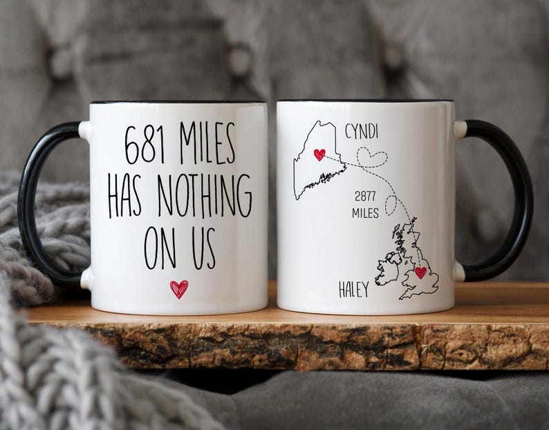Personalized Long Distance Friendship, Custom Best Friend Mug Gift, Moving Away Gift, Gift Mother Daughter Mugs, Sister Mug Gift, BFF Gift