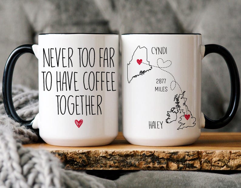 Personalized Long Distance Friendship, Custom Best Friend Mug Gift, Moving Away Gift, Gift Mother Daughter Mugs, Sister Mug Gift, BFF Gift