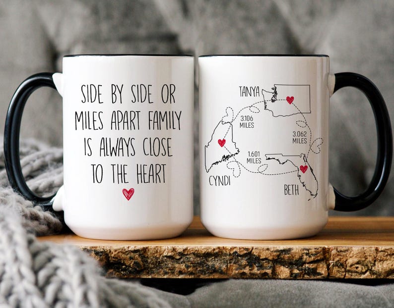 Personalized Long Distance Friendship, Custom Best Friend Mug Gift, Moving Away Gift, Gift Mother Daughter Mugs, Sister Mug Gift, BFF Gift
