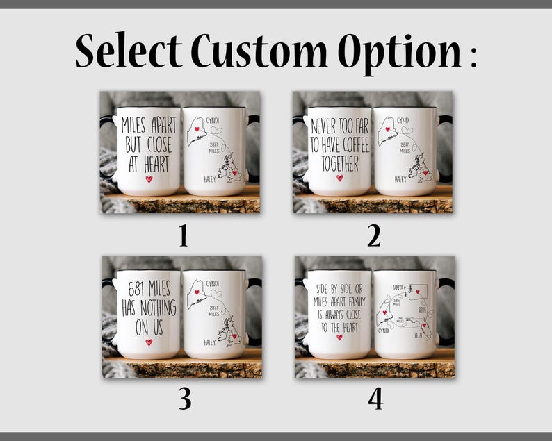 Personalized Long Distance Friendship, Custom Best Friend Mug Gift, Moving Away Gift, Gift Mother Daughter Mugs, Sister Mug Gift, BFF Gift