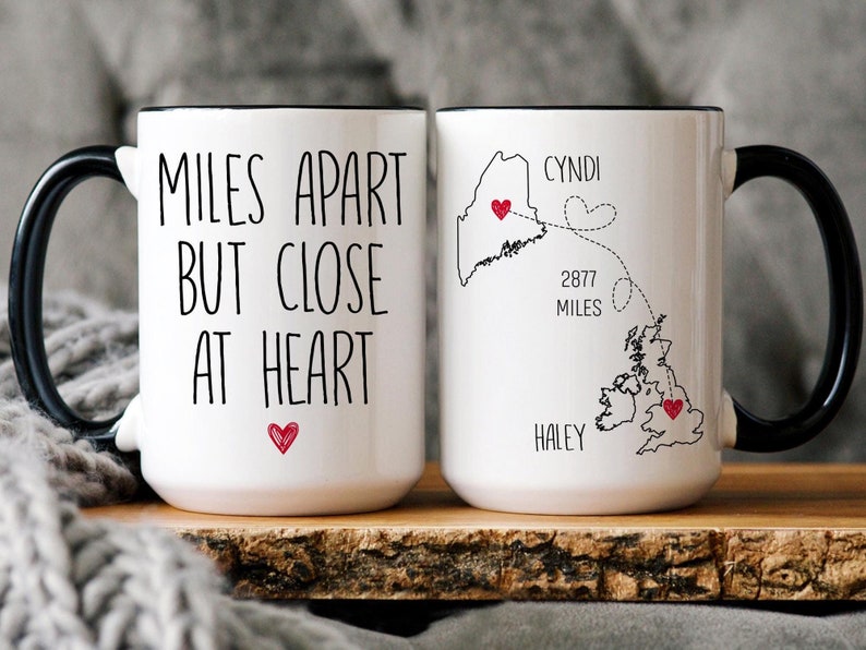 Personalized Long Distance Friendship, Custom Best Friend Mug Gift, Moving Away Gift, Gift Mother Daughter Mugs, Sister Mug Gift, BFF Gift
