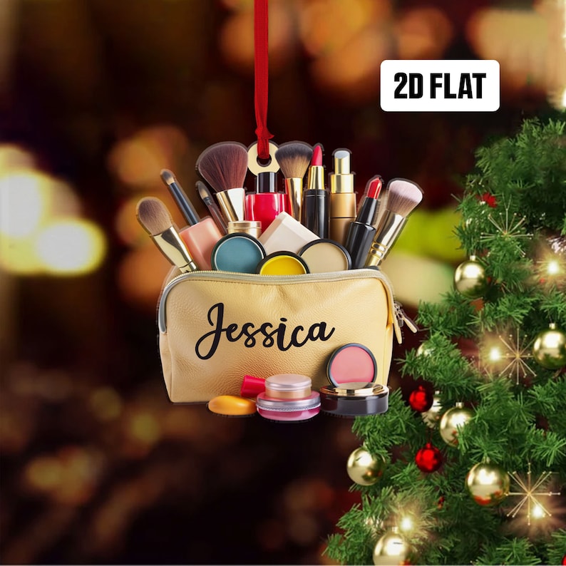 Personalized Makeup 2D Flat Ornament, Barbie Ornament, Makeup Christmas Ornament, Teen Girl Ornament, Artist Christmas Ornament, Decor Gift