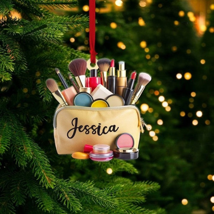 Personalized Makeup 2D Flat Ornament, Barbie Ornament, Makeup Christmas Ornament, Teen Girl Ornament, Artist Christmas Ornament, Decor Gift