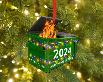 2024 Dumpster on Fire Ornament, Funny 2024 Dumpster Fine Christmas Ornament, Co-Worker Christmas Gift, Best Friend Christmas, Xmas Gag Gift