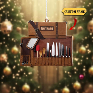 Personalized Chef Name CSO For Chef Custom Shape Ornament FLAT 2D, Chef Tools Bag Ornament, Cook Ornament, Christmas Gift For Chef.