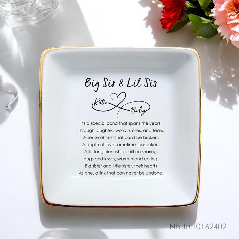 Sister Birthday Gift Custom Ring Dish-Birthday Gifts-Personalized Long Distance Gift-Wedding Gift for Sister-Gift from Bride-Bride Gifts